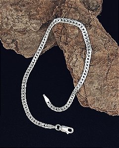 Pulseira Elo Duplo 3mm 20cm - Prata 925