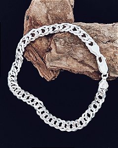 Pulseira Elo Duplo 7mm 21cm - Prata 925
