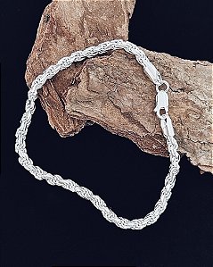 Pulseira Cordão Baiano 4mm 20,5cm - Prata 925