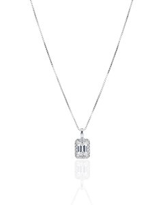 Corrente Veneziana c/ Ponto de Luz Cravejado e Zircônia Quadrada 70cm - Prata 925