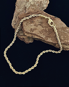 Pulseira Cordão Baiano 2mm 22cm - Banho de Ouro 18k