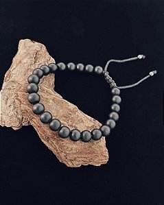 Pulseira Murano Preto Fosco Ajustavél 18cm - Pedra Natural