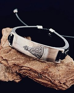 Pulseira Placa Metal c/ Nossa Senhora 1,2cm Ajustável - Couro
