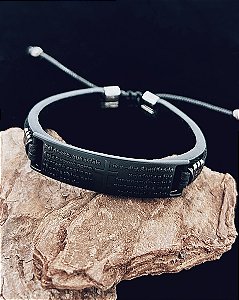 Pulseira Placa Pai Nosso Black 1,2cm Ajustável - Couro
