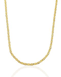 Corrente Piastrine com Detalhe 2mm 60cm - Banho de Ouro 18k