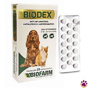 Anti-inflamatório Biodex para Cães e Gatos Antialérgico Antirreumático - 20 Comprimidos - Biofarm