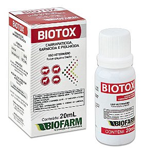 Biotox Pulverizador E Banho Anti Pulgas Carrapatos Sarnas Medicamento Remédio - 20mL - Biofarm