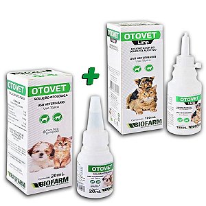 Kit Remédio Otovet Limp Tratamento + Limpeza Cães E Gatos - Biofarm