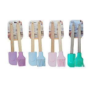 Kit Utensílios de Cozinha Espátula e Pincel de Silicone Casita