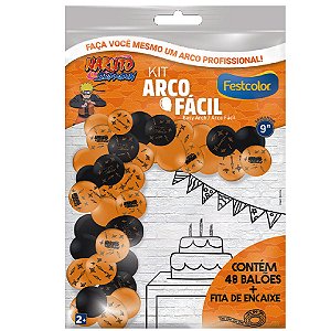 Kit Arco Fácil com Bexiga Decorativa Naruto 48 Unidades Festcolor