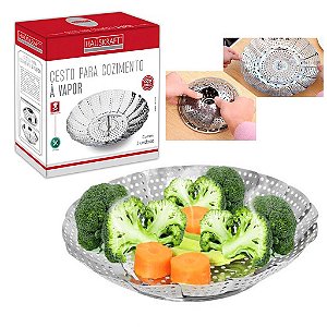 Cesto de Cozimento A Vapor em Inox 23cm Cozinhar Verduras e Legumes Banho Maria - Hauskraft