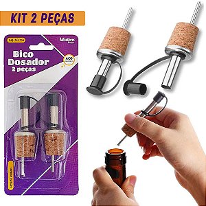 Kit 2 Bicos Dosador em Inox Com Rolha e Tampa para Garrafas Vinho