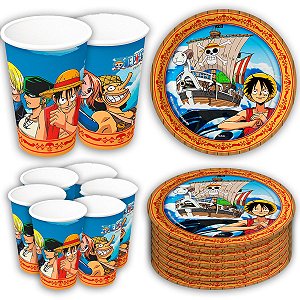 Kit Festa Kid One Piece 8 Pratos E 8 Copos Aniversário Festcolor