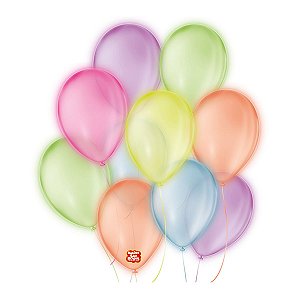 Bexiga Balão 25 Unidades 9" para Festas Aniversários Neon São Roque