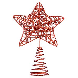 Ponteira Estrela Topo de Árvore de Natal Decoração Enfeite com Glitter