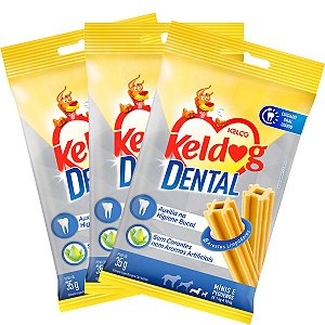 Kit Petisco Keldog Dental Tech para Cães de 1kg a 10kg 3 Unid - Kelco