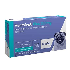 Vermífugo Vermivet Plus para Cães - 2 Comprimidos de 330mg Cada - Biovet