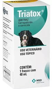 Triatox Pet Amitraz Carrapaticida e Sarnicida Para Cães Frasco Com 40ml MSD Saúde Animal