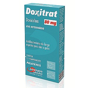 Antimicrobiano Antibiótico Doxitrat® para Cães e Gatos - 80mg - 24 Comprimidos - Agener União