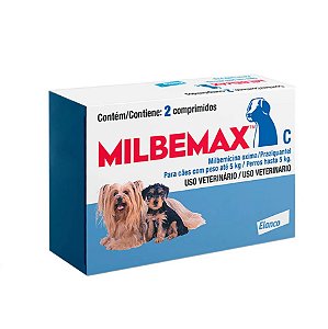 Vermífugo Milbemax C para Cães até 5kg com 2 Comprimidos Contra Vermes Infecções Intestinais Elanco
