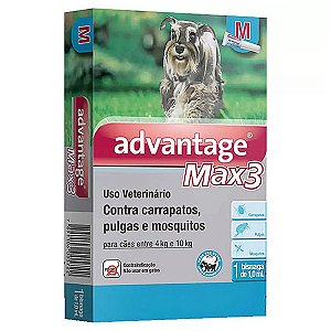Antipulgas e Carrapatos Advantage Max 3 M - 1,0 mL para Cães de 4 a 10kg - 1 Bisnaga - Elanco