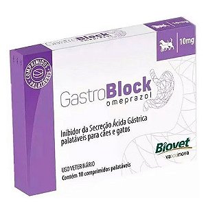 Antiácido Gastroblock para Cães e Gatos - 10mg - 10 Comprimidos - Biovet