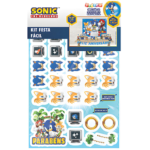 Kit Festa Fácil Decoração Sonic The Hedgehog Aniversário Comemoração - 39 Itens - Piffer