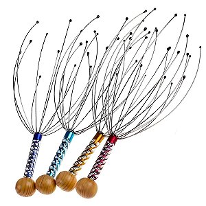 Kit 02 Massageador de Cabeça Inox 12 Pontas Macias Anti Estresse Relaxante - Novo Século