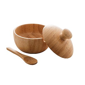 Açucareiro com Colher de Bambu Material Sustentável Cozinha - 7,5cm - Class Home