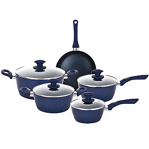 Conjunto 5 Panelas de Indução Ceramic Class Safira Revestimento Cerâmico Cozinha 3,7mm - Class Home