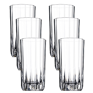 Conjunto 6 Copos Altos de Vidro Dara Transparente Incolor Água Suco - 305ml - Class Home
