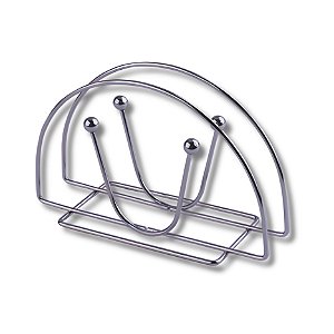 Suporte Porta Guardanapo Papel Tecido Prateado Inox De Mesa Redondo Class Home