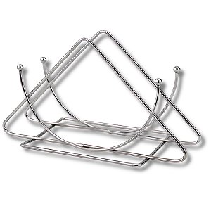 Suporte Porta Guardanapo Papel Tecido Prateado Inox De Mesa Triangular Class Home