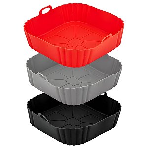 Forma De Silicone Quadrada Para Air Fryer 21cm Reutilizável Antiaderente Uny Home