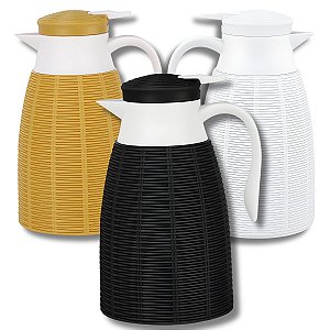 Garrafa Térmica Rattan 1 Litro Com Ampola de Vidro Bico Anti Vazamento Café Chás Leite - Class Home