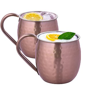 Kit 2 Canecas Moscow Mule Aço Inox Martelada Coquetéis Drink Bar Barman 500ml Class Home
