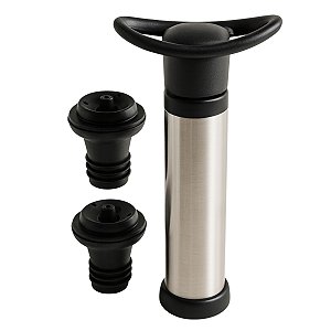 Bomba de Vácuo Inox Com 2 Tampas De Silicone Conservar e Preservar Vinho Aberto Cozinha Uny Home