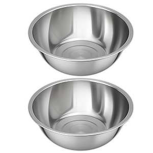 Kit 2 Bacia Tigela Bowl de Inox Pequena Redonda 35cm 5 Litros Cozinha Uny Home