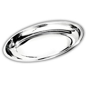 Travessa Oval Funda Aço Inox 21cm Para Servir Alimentos Porções Cozinha Restaurante - Ke Home