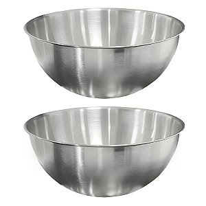Kit 2 Saladeira Escovada Bowl Tigela de Aço Inox Saladas Preparo de Alimentos 30cm - Ke Home