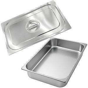 Kit Cuba Com Tampa Gastronômica Aço Inox 1/1 Para Buffet Rechauds Self Service Restaurante - KeHome
