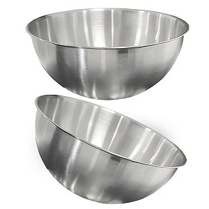Kit 2 Saladeira Escovada Bowl Tigela de Aço Inox Saladas Preparo de Alimentos 26cm - Ke Home