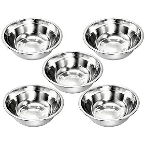Kit 5 Tigela Bacia Bowl De Inox Redonda com Capacidade de 500mL Cozinha - 16cm - Ke Home
