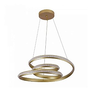 Pendente Led Kile Cristal Dourado 55W 3000K | Nordecor 2343