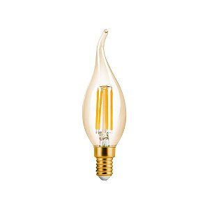 Lâmpada LED Vela Filamento Chama 4W 300lm 2200K E14 127V Vintage Amber | Save Energy SE-345.1385