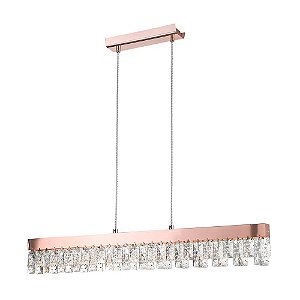 Pendente Veu Led 3000K 15W 1200lm Rose Gold e Transparente | Bella Iluminação HO300