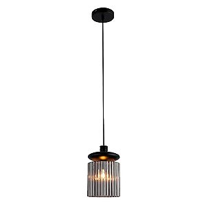 Pendente Tule E14 Ø15cm Metal e Vidro Preto e Fumê | Bella Iluminação HM013B