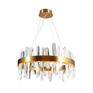 Pendente Kryp LED Integrado 30W 3000K 3200lm IP20 Dourado e Transparente | Bella KRY1PD01DR060