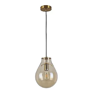 Pendente Tommy Ø21,5cm – Lustre de Vidro Conhaque e Metal Bronze E27 – Skylight SKY-3039S