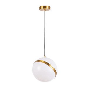 Pendente Glam Redondo Ø30cm E27 Metal e Acrílico Dourado e Branco Fosco | Skylight Sky-90/30